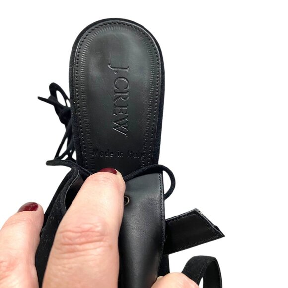 J.Crew Made In Italy Lace Up Heels Black Size 8 Goth Leather Fairy Whimsygoth - Picture 8 of 13